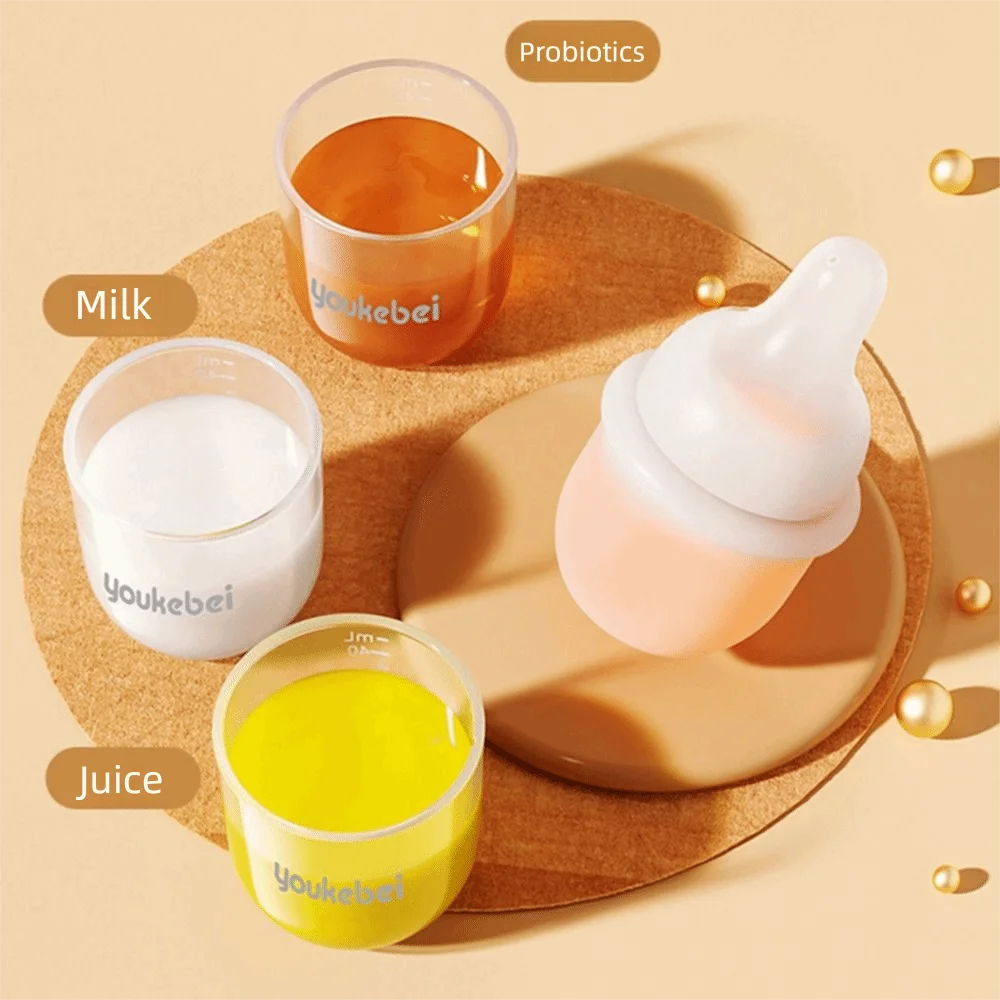 Slow Flow Nipple Silicone Baby Bottles with Scale 30ml Food Squeeze Feeder with Dust-proof Cover Anti-vomiting