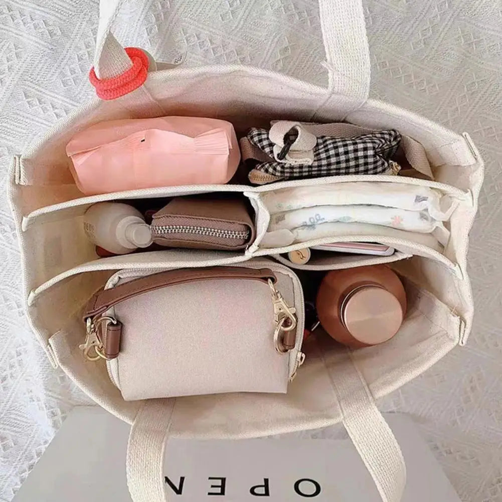 Canvas Tote Bag with Handle Mommy Bag Multiple Compartment Cosmetic Bag Waterproof Storage Pouch Functional Diaper Bags bolsa