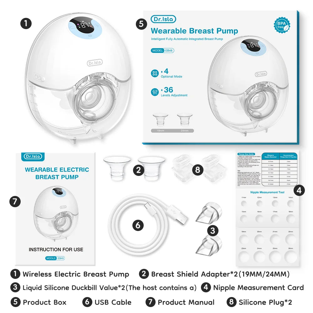 Electric Wearable Breast Pump Hands Free Portable Full Automatic Breast Pump Breast Milk Machine Mother and Baby Supplies