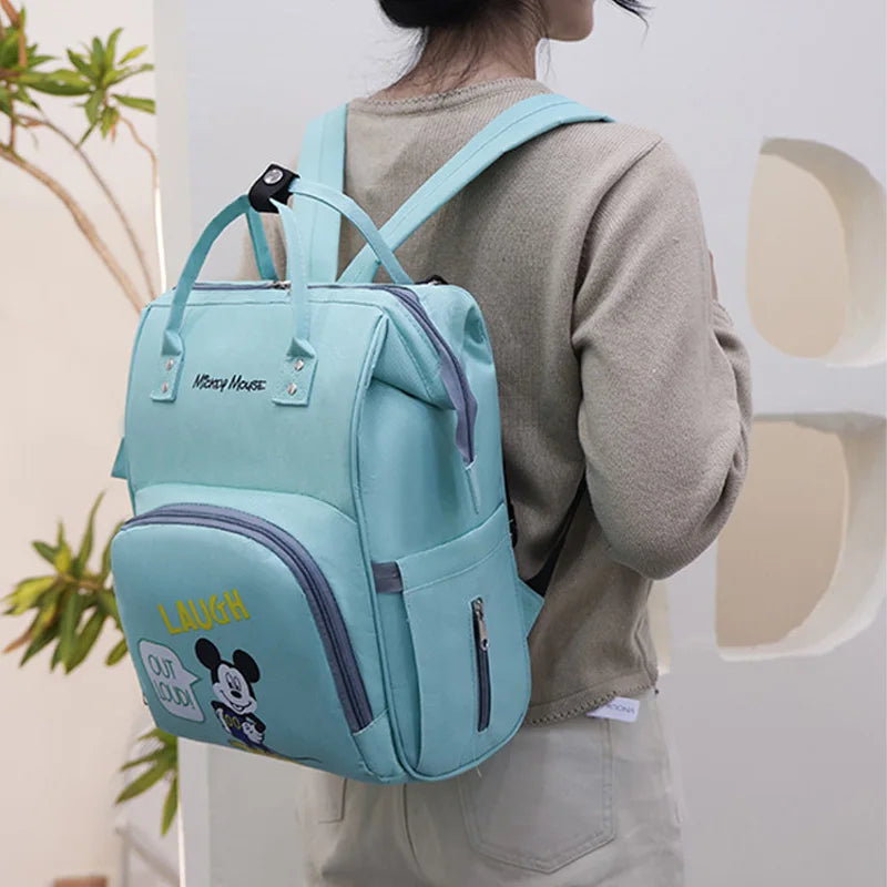 Disney Mummy Baby Diaper Backpack Bottle Insulation Bag Cartoon Minnie Mickey Kid Feeding Care Handbag With Cart Hook