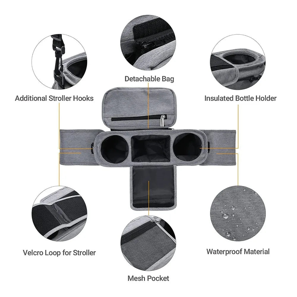 Large Capacity Baby Stroller Storage Bag Phone Bottle Holder Stroller Accessories Buggy Organizer Cup Holder Pram Diaper Bags