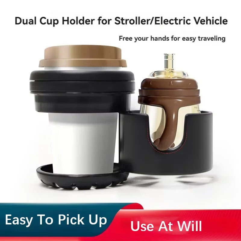 Rotating Cup Holder, Car Seat Cup Holder, Electric Vehicle Water Bottle Dual Cup Holder, Baby Bottle Holder, Stroller Cup Holder