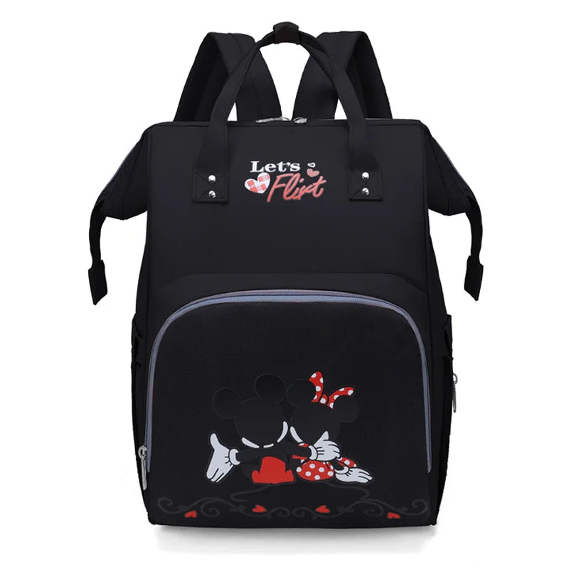 Disney Mummy Baby Diaper Backpack Bottle Insulation Bag Cartoon Minnie Mickey Kid Feeding Care Handbag With Cart Hook