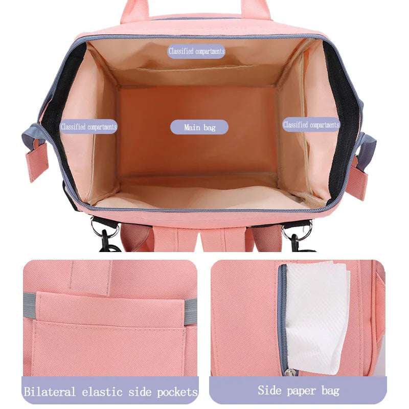 Disney Mummy Baby Diaper Backpack Bottle Insulation Bag Cartoon Minnie Mickey Kid Feeding Care Handbag With Cart Hook