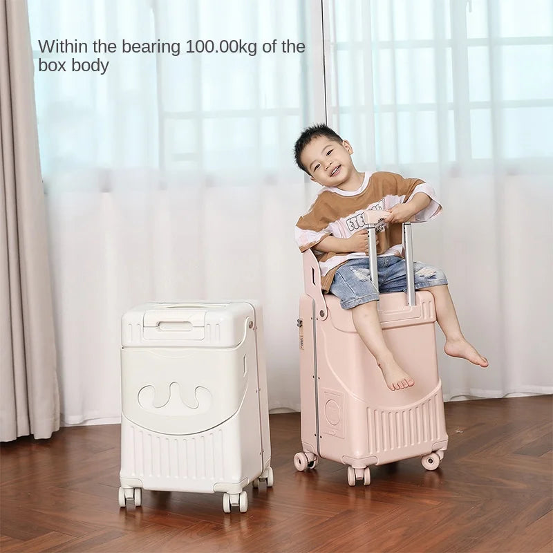 Luggage Children Can Sit and Ride Front Opening Walking Baby Trolley Case Parent-child Travel Suitcases 20/24 inch Kid's Luggage