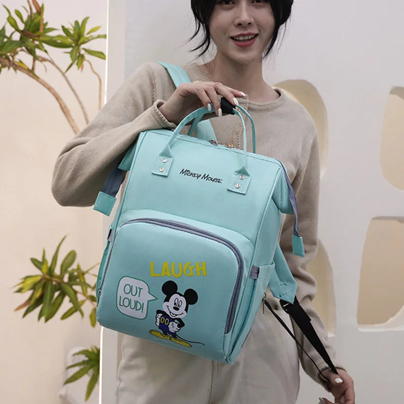 Disney Mummy Baby Diaper Backpack Bottle Insulation Bag Cartoon Minnie Mickey Kid Feeding Care Handbag With Cart Hook
