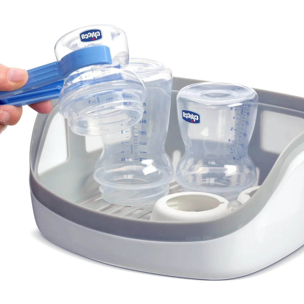 Microwave Steam Sterilizer Baby Bottles Nipples Pacifiers Safe BPA Free Compact Easy Use Tongs Included 24 Hour Germ Protection
