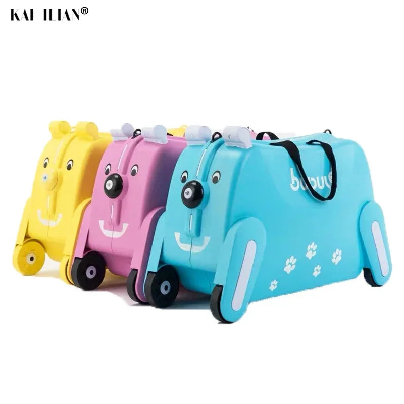 Ride-on Suitcase on wheels for kids Carry on child Rolling luggage suitcases riding trolley bag travel luggage Can sit to ride