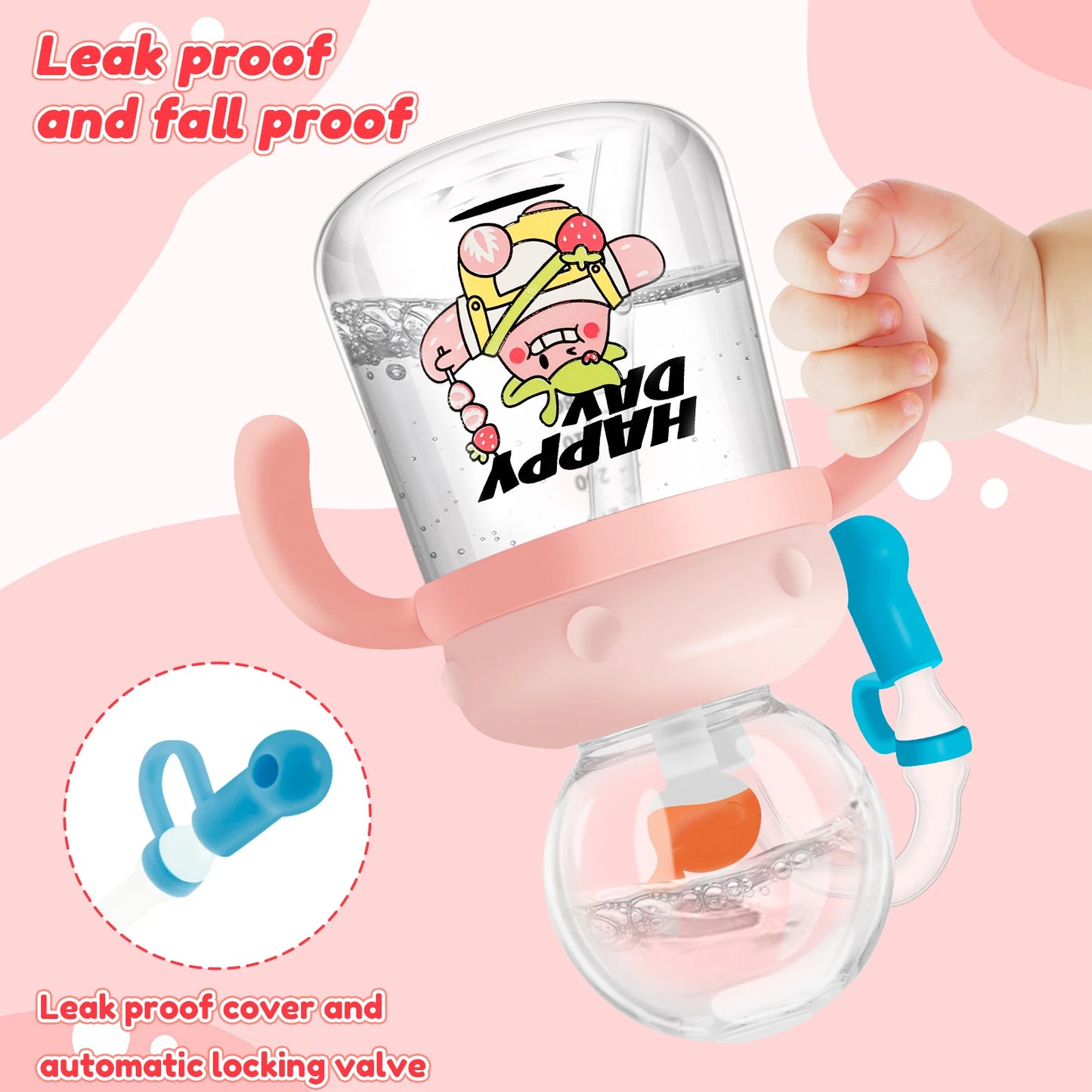 300ml Creative Whale Squirt Water Cup Detachable Lovely Baby Drinking Cup Leakproof Protable Kids Outdoor Travel Water Bottle