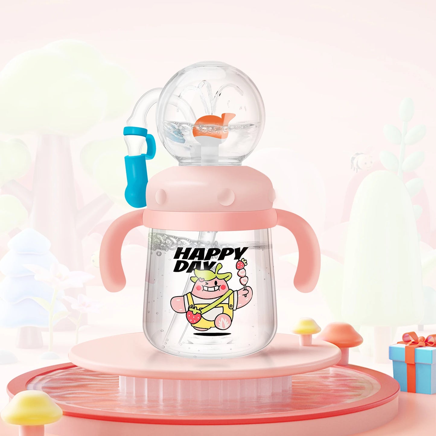 300ml Creative Whale Squirt Water Cup Detachable Lovely Baby Drinking Cup Leakproof Protable Kids Outdoor Travel Water Bottle