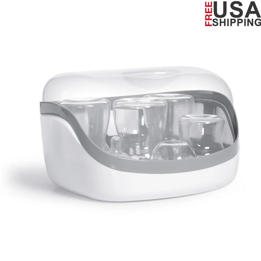 Microwave Steam Sterilizer Baby Bottles Nipples Pacifiers Safe BPA Free Compact Easy Use Tongs Included 24 Hour Germ Protection