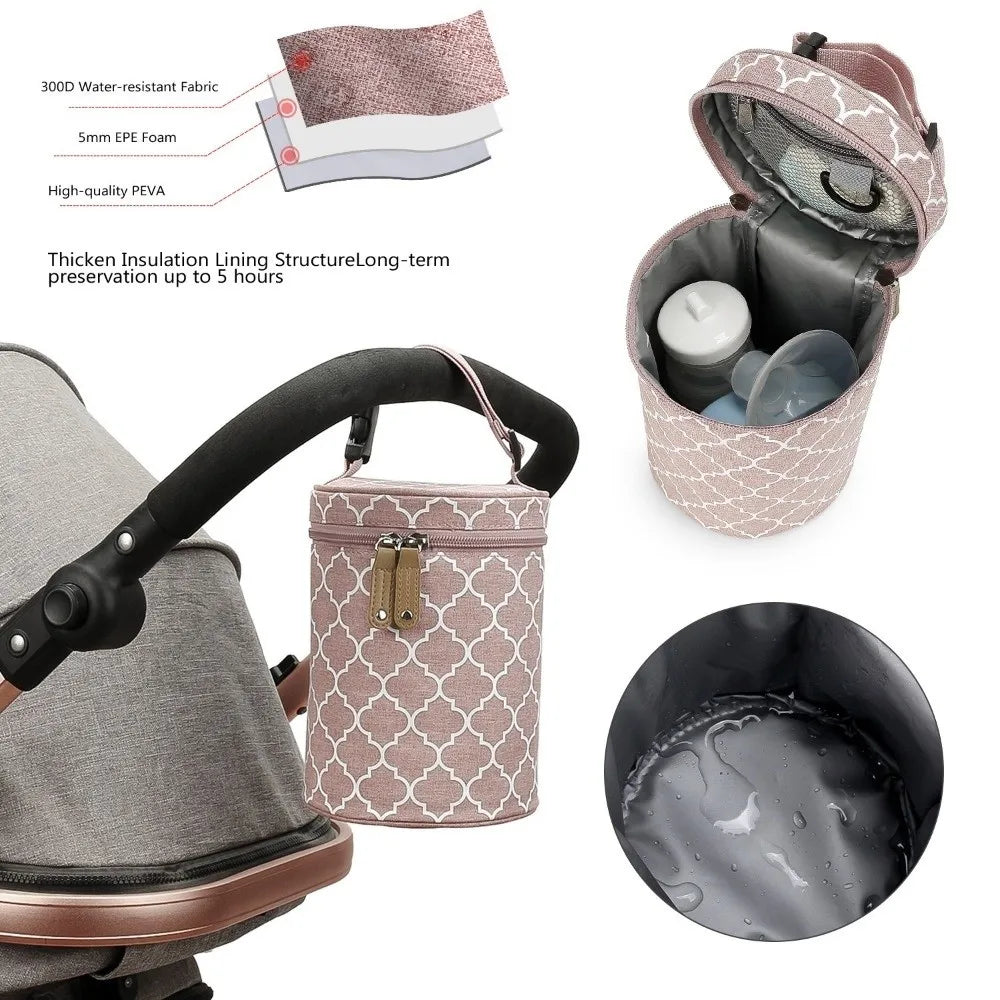 Thermal Insulation Stroller Hanging Bag Hanging Design Waterproof Baby Bottle Bag Travel Carrier Breastmilk Storage