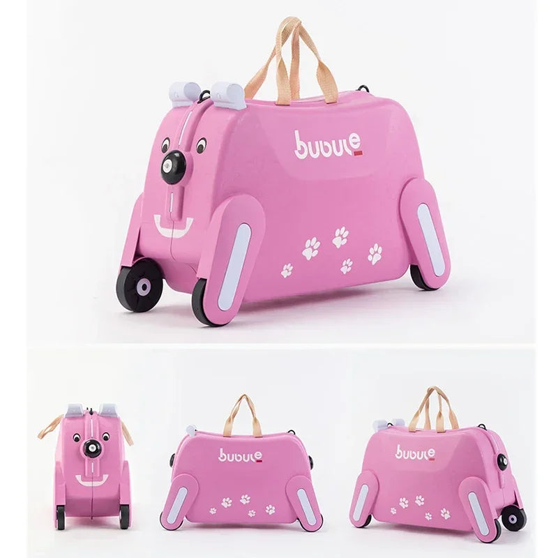 Ride-on Suitcase on wheels for kids Carry on child Rolling luggage suitcases riding trolley bag travel luggage Can sit to ride