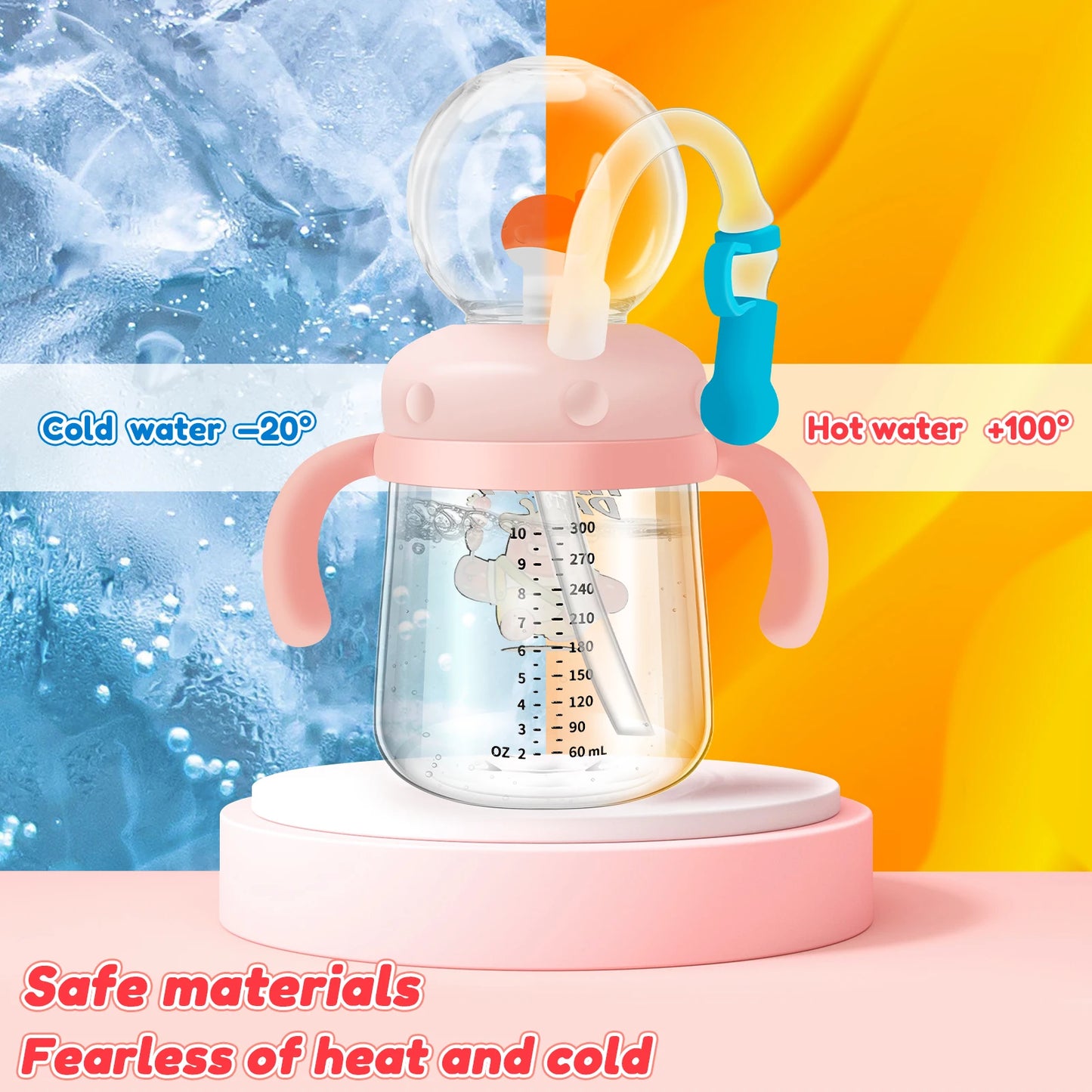 300ml Creative Whale Squirt Water Cup Detachable Lovely Baby Drinking Cup Leakproof Protable Kids Outdoor Travel Water Bottle
