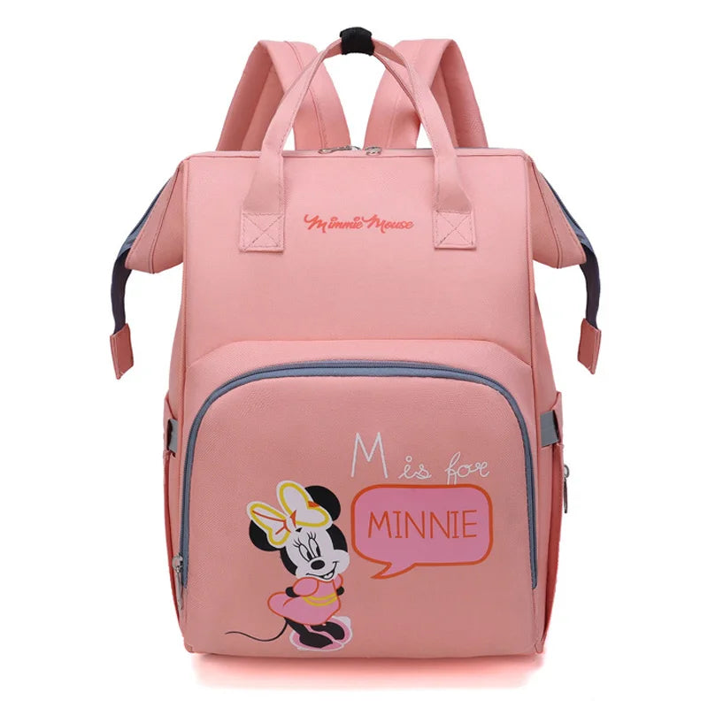 Disney Mummy Baby Diaper Backpack Bottle Insulation Bag Cartoon Minnie Mickey Kid Feeding Care Handbag With Cart Hook
