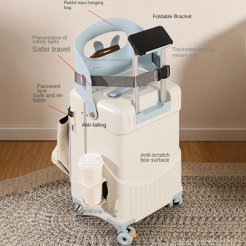 Luggage Children Can Sit and Ride Front Opening Walking Baby Trolley Case Parent-child Travel Suitcases 20/24 inch Kid's Luggage