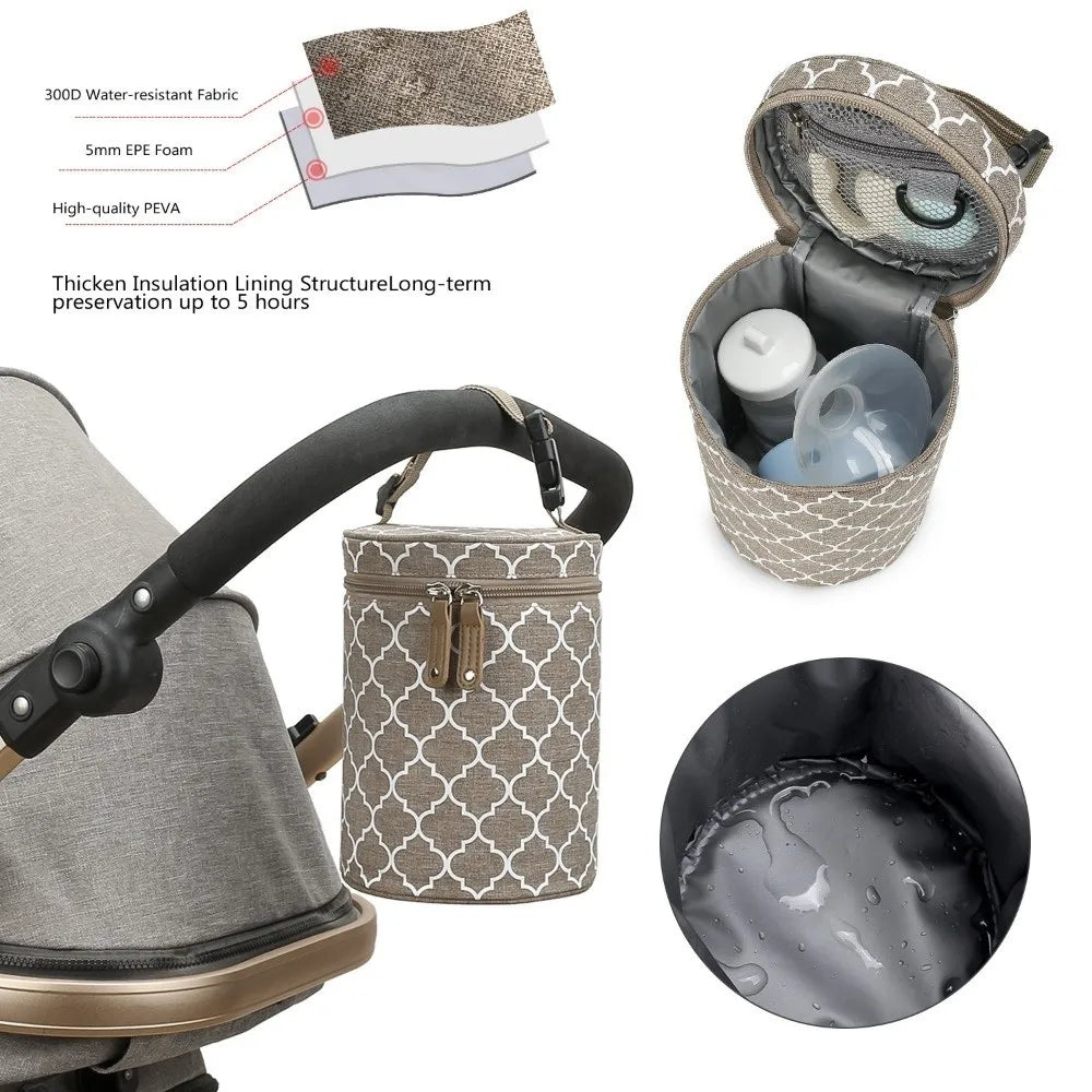 Thermal Insulation Stroller Hanging Bag Hanging Design Waterproof Baby Bottle Bag Travel Carrier Breastmilk Storage