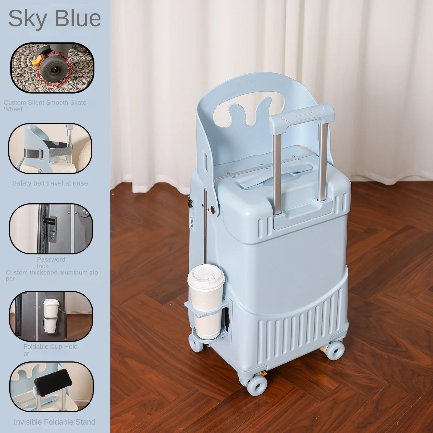 Luggage Children Can Sit and Ride Front Opening Walking Baby Trolley Case Parent-child Travel Suitcases 20/24 inch Kid's Luggage