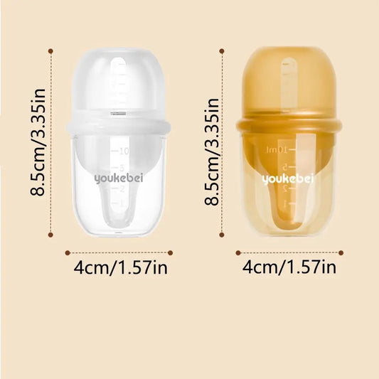 Slow Flow Nipple Silicone Baby Bottles with Scale 30ml Food Squeeze Feeder with Dust-proof Cover Anti-vomiting